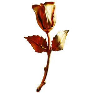 Vintage Gold Tone Single Rose Bud Women's Classic Chic  Brooch Pin 3"